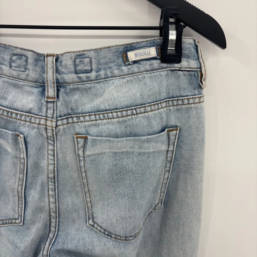 Brandy‎ Melville Distressed Jeans Womens 25 Light Wash Button Fly Boho 90s Y2K